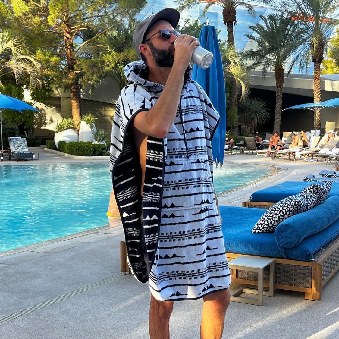 Arcturus Surf Poncho | Hooded Changing Towel & Cover-Up | 100% Cotton Velour | 2-in-1 Design Converts Your Poncho to a Beach Towel (Trestles, Adult)