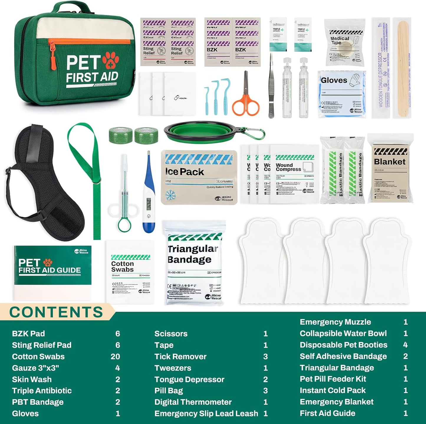 RHINO RESCUE Bundle - Pet First Aid Kit+ First Aid Kit for Home
