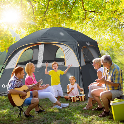 UNP Tents 6 Person Waterproof Windproof Easy Setup,Double Layer Family Camping Tent with 1 Mesh Door & 5 Large Mesh Windows -10'X9'X78in(H)