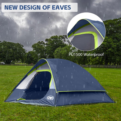 Camping Tent 4 Person, Waterproof Windproof Tent with Rainfly Easy Set up-Portable Dome Tents for Camping