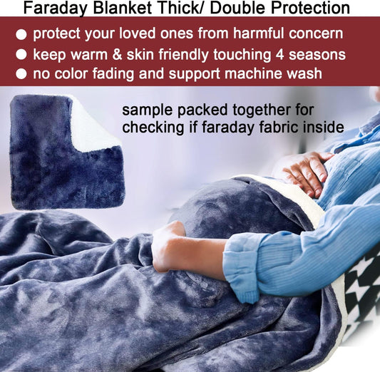 NEWMEIL Fara Day Blanket for Sleeping, Big Size 50IN * 60IN (127CM * 152CM) Thick Fara Day Blanket for Belly, Warm White Berber Fleece and Navy Blue Flannel with Fara Day Fabric