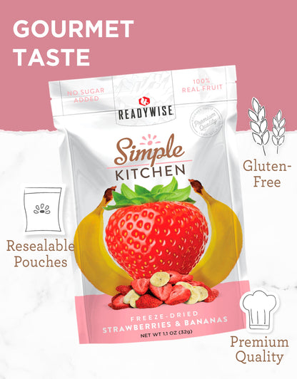 READYWISE - Simple Kitchen, Freeze-Dried Peaches, 1.16 oz, Pack of 6, Vegetarian, Gluten Free, Snacks, Peaches, Dried Fruit, Pre Workout, Healthy Snacks, Camping, Backpacking, Survival Food