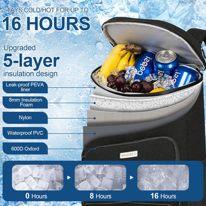 BAVGRED Cooler Backpack Insulated Leak Proof 30 Cans for Men Women,Waterproof Soft Cooler Bag，Lightweight Ice Chest Lunch Backpack for Beach Camping Picnic Travel Worksite Fishing