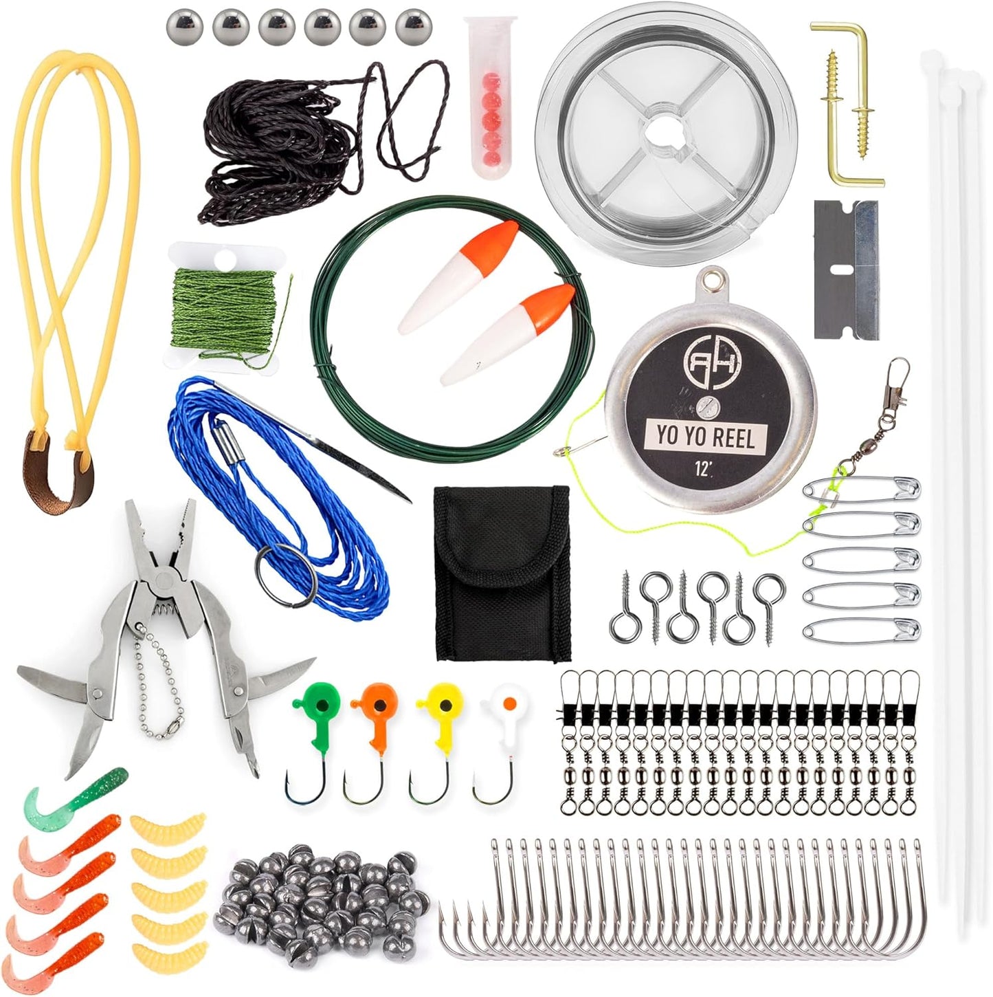 Ready Hour Fishing & Hunting Kit (127 Pieces) - Complete Survival Gear Kit for Emergency Preparedness, Camping, and Outdoor Survival - Compact, All-in-One Wilderness Survival Set