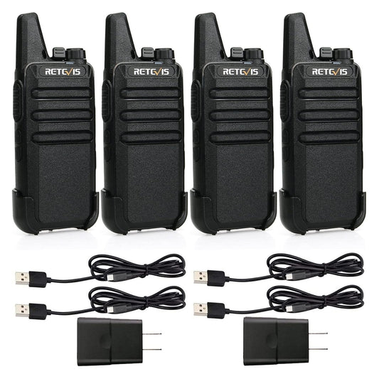 Retevis RT22 Two Way Radio Long Range Rechargeable,Portable 2 Way Radio, USB-C Charging, Handsfree Walkie Talkies for Adults Cruise Hiking Camping(4 Pack)