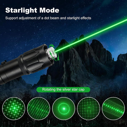 Damflew Green Laser Pointer High Power - Long Range Rechargeable Laser Beam, USB-A Charging for Hiking, Presentations & Outdoor Use (Professional-Grade Green Light)
