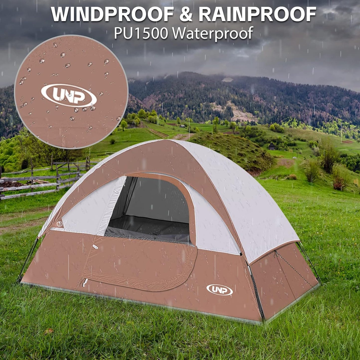 UNP Camping Shower Tent and 2 Person Camping Tent for Hiking Outdoor Fishing Portable