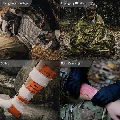 RHINO RESCUE 6" Israeli Style Emergency Bandage + IFAK Trauma Kit with C-A-T Tourniquet for Wound Care (BSC, Red)