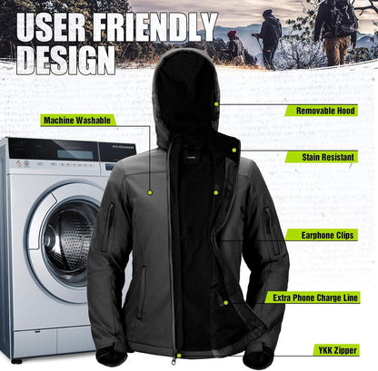 TIDEWE Heated Jacket for Men with Battery Pack (Black, Camo, Size S-XXXL)