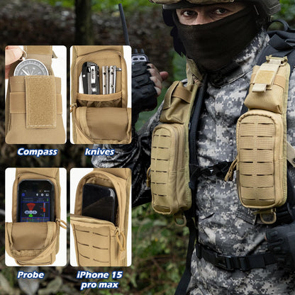 Jueachy Strap Shoulder Molle Accessories Pouch: Tactical Backpack Pocket Attachment Storage Phone Flashlight EDC