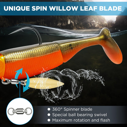 PLUSINNO Fishing Lures, Pre-Rigged Jig Head Bass Lures with Paddle Tail, Fishing Bait for Freshwater Saltwater, Soft Plastic Fishing Lures Baits for Trout Crappie Fishing Gear, Fishing Gifts for Men