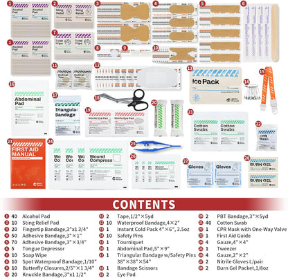 RHINO RESCUE 240 Piece All-Purpose First Aid Kit for Home+350 Pieces OSHA All-Purpose First Aid Kit