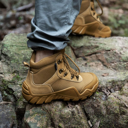 FREE SOLDIER Men's Waterproof Hiking Boots Tactical Work Boots Outdoor Lightweight Military Boots(Brown, US 11.5W)