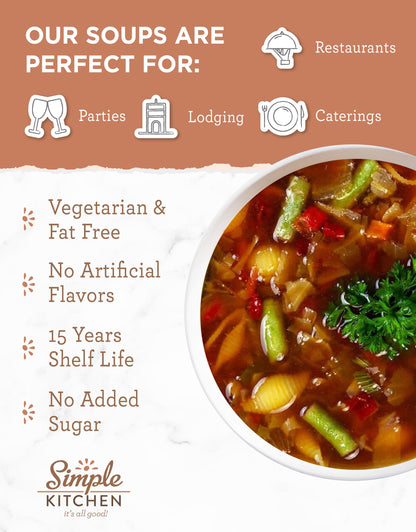 Simple Kitchen Garden Vegetable Soup Mix - 17 Servings for Meal Prep, Gluten Free, Vegetarian, Dehydrated & Freeze Dried Survival Food for Camping Meals, Backpacking & Hiking, Survival Kit, Pack of 4