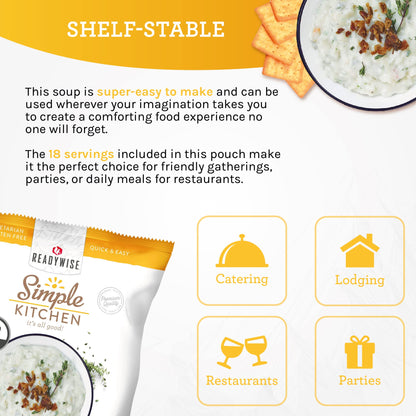 READYWISE - Simple Kitchen, Tomato Basil Soup, 17 Servings, MRE, Gluten Free, & Vegetarian, Food, Soup Mix, for Events, Hiking, Emergency Food Supply, Camping Essentials, or Daily Use, 1 Pack