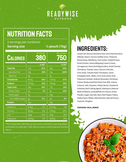 ReadyWise Outdoor Pro Adventure Meal - Country-Style Chicken Pot Pie, 2 Servings, 1 Pouch, 900 Calories, 30g Protein, Freeze Dried Food & Dehydrated Backpacking Camping Meals, up to 5 Year Shelf Life