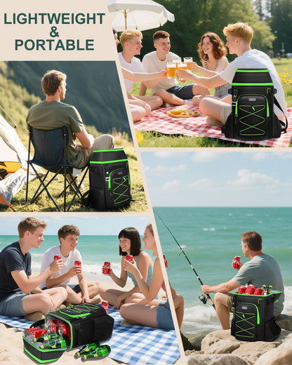 BAVGRED Cooler Backpack Insulated Leak Proof 30 Cans for Men Women,Waterproof Soft Cooler Bag，Lightweight Ice Chest Lunch Backpack for Beach Camping Picnic Travel Worksite Fishing