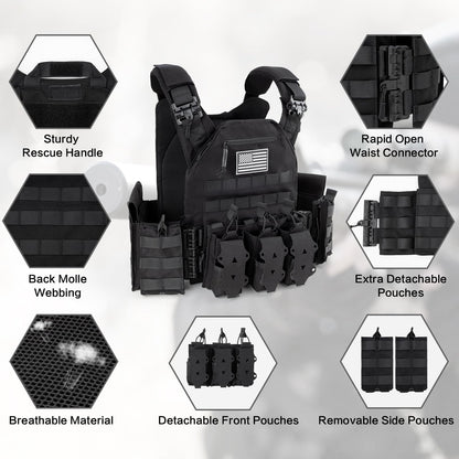 Jueachy Weighted Vest for Men: Quick Release Lightweight Adjustable Breathable Outdoor Vest for Training