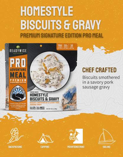 ReadyWise Outdoor Pro Adventure Meal - Country-Style Chicken Pot Pie, 2 Servings, 1 Pouch, 900 Calories, 30g Protein, Freeze Dried Food & Dehydrated Backpacking Camping Meals, up to 5 Year Shelf Life