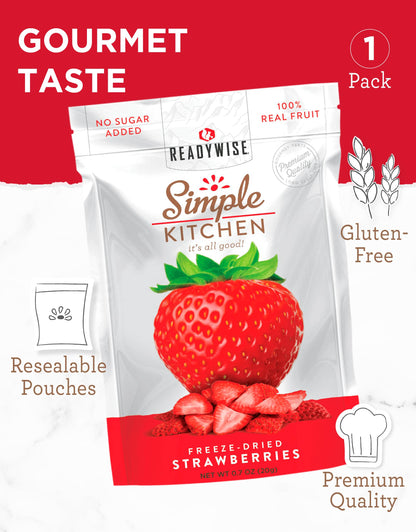 READYWISE - Simple Kitchen, Freeze-Dried Peaches, 1.16 oz, Pack of 6, Vegetarian, Gluten Free, Snacks, Peaches, Dried Fruit, Pre Workout, Healthy Snacks, Camping, Backpacking, Survival Food