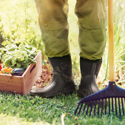 TIDEWE Rubber Boots for Men, 5.5mm Neoprene Insulated Rain Boots with Steel Shank, Waterproof Mid Calf Hunting Boots, Sturdy Rubber Work Boots for Farming Gardening Fishing