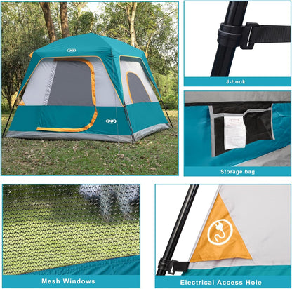 UNP 4 Person Camping Dome and Cabin Tent Easy Set Up, Waterproof with Top Rainfly for Outdoor Camping/Hiking