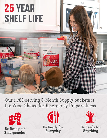 ReadyWise Emergency Food Supply - 14 Day, 150 Servings Emergency Freeze Dried Food Bucket, Protein Meals, Camping Essentials, Survival Kit, Disaster Prepping Supplies, up to 25 Year Shelf Life