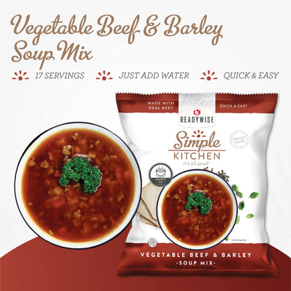 READYWISE - Simple Kitchen, Tomato Basil Soup, 17 Servings, MRE, Gluten Free, & Vegetarian, Food, Soup Mix, for Events, Hiking, Emergency Food Supply, Camping Essentials, or Daily Use, 1 Pack