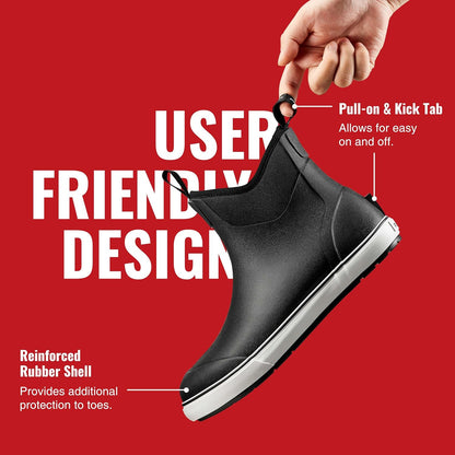 Piscifun Men’ s Deck Boots, Waterproof Fishing Rain Boots, Anti-Slip Rubber Boots with Breathable Neoprene Lining