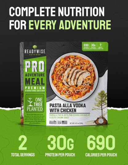 ReadyWise Outdoor Pro Adventure Meal - Breakfast Skillet, 2 Servings, 1 Pouch, Gluten Free, 700 Calories, 36g Protein, Freeze Dried Food & Dehydrated Backpacking Camping Meals, up to 5 Year Shelf Life