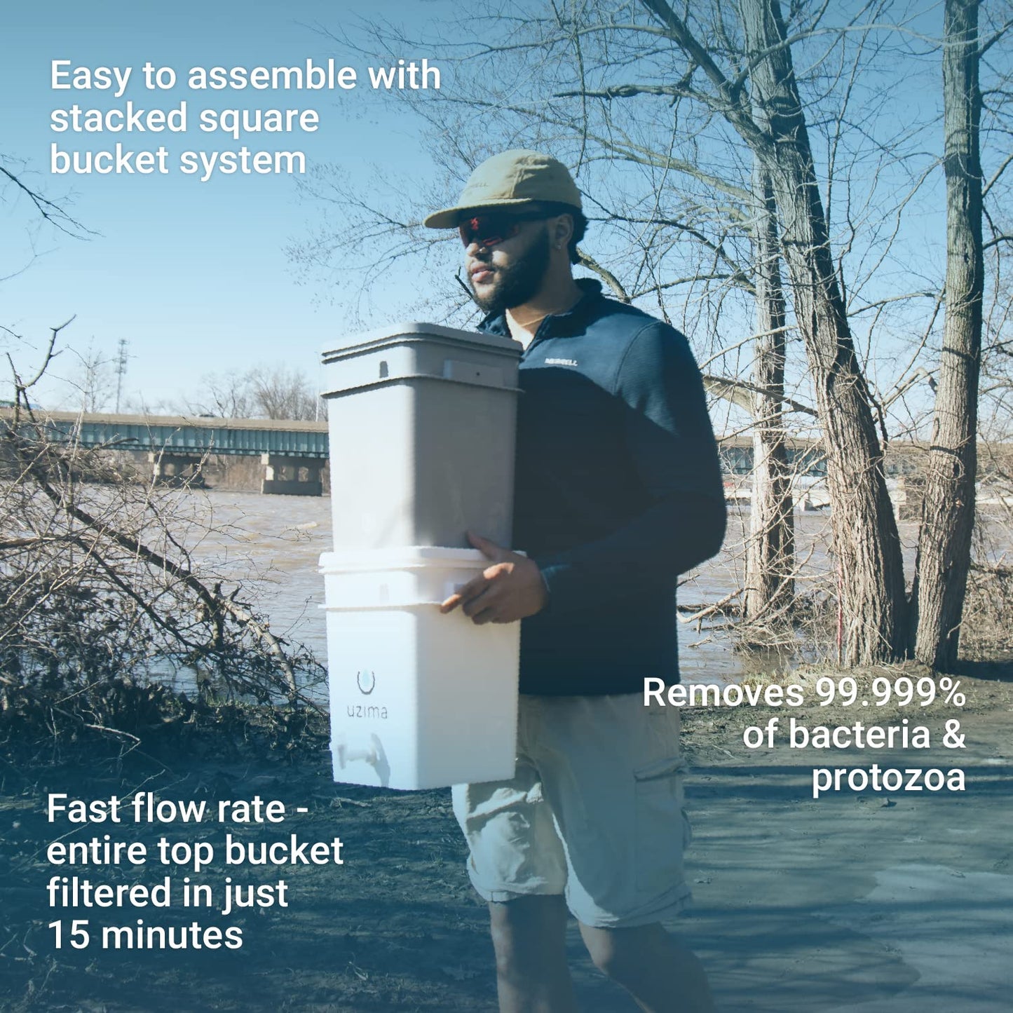 Uzima UZ-2 Camping Water Filter and Drinking Water Filter System, Portable Camping Essentials Purification Gear for Glamping, Hiking, and Hunting Essentials