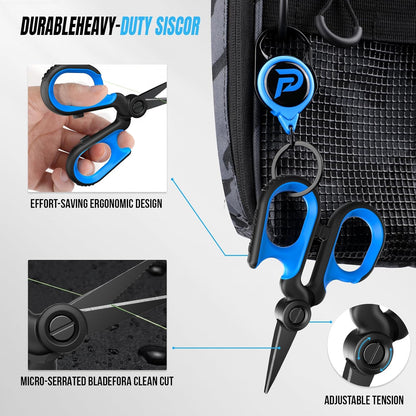 PLUSINNO Fishing Gear, Fishing Tools, 7PCS Fishing Accessories, Corrosion Resistant Fishing Pliers Kit, Fishing Knife, Floating Fish Lip Gripper Fishing Gifts for Men, Gifts for Fishermen