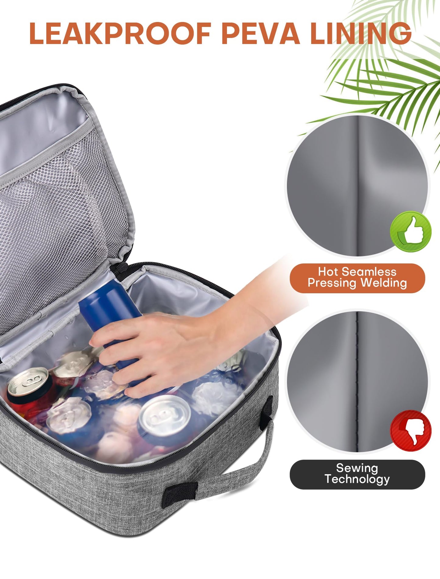 BAVGRED Lunch Box Insulated Soft Lunch Bag, Freezable and Reusable Mini Cooler, Thermal Meal Tote Containers with Exterior & Interior Pockets for Work, Outdoor Meal