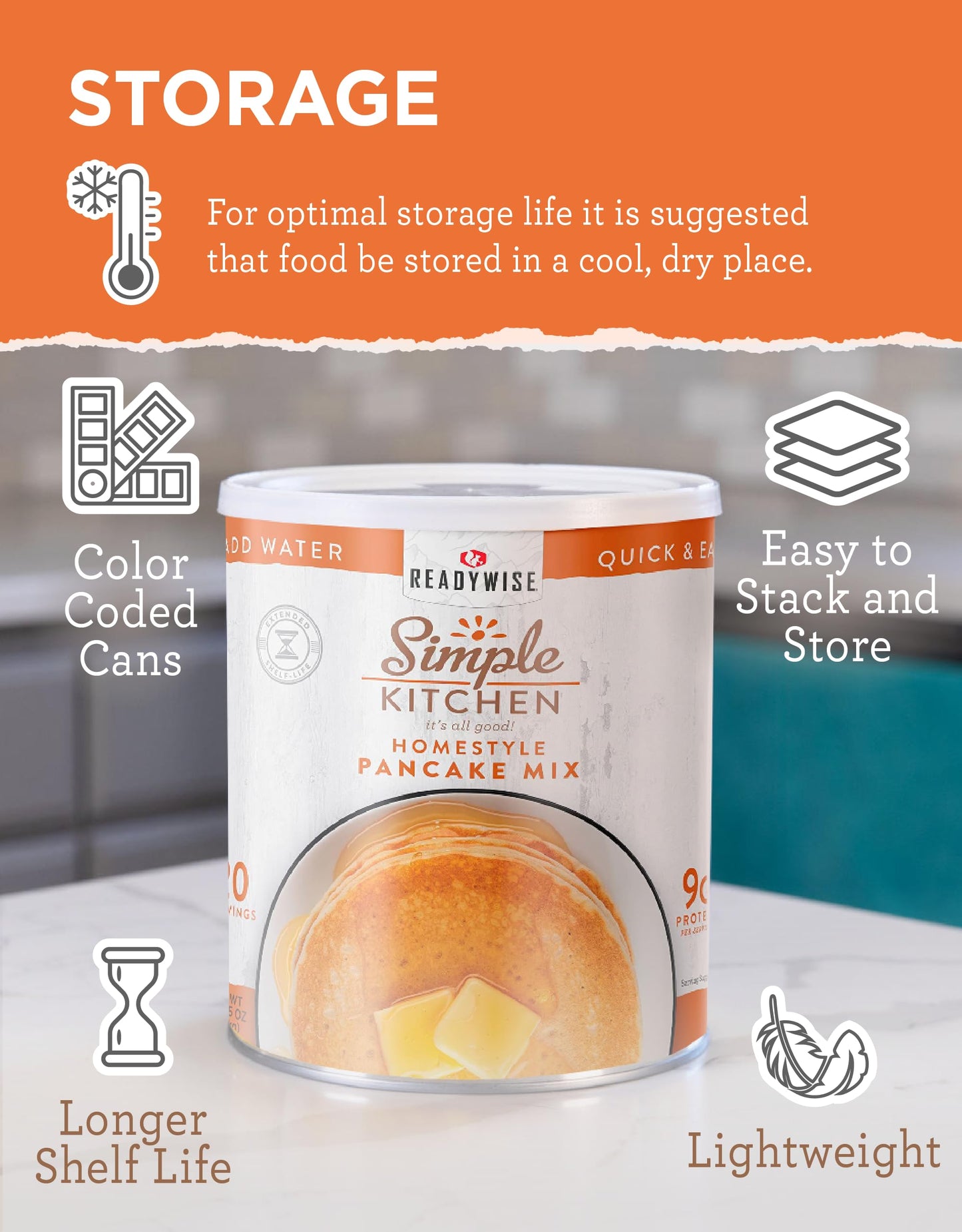 READYWISE - Simple Kitchen Freeze Dried Whole Blueberries, 28 Servings, Vegan, Gluten Free, Fruit Snacks, Emergency Supplies, Dehydrated Fruit, Blueberries