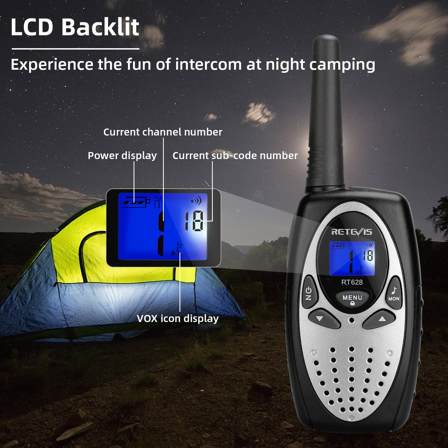 Retevis RT628 Walkie Talkies for Kids,Toys Gifts for 6-12 Years Old Boys Girls,Long Range 2 Way Radio 22CH VOX,Birthday Gift,Family Walkie Talkie for Camping Hiking Indoor Outdoor