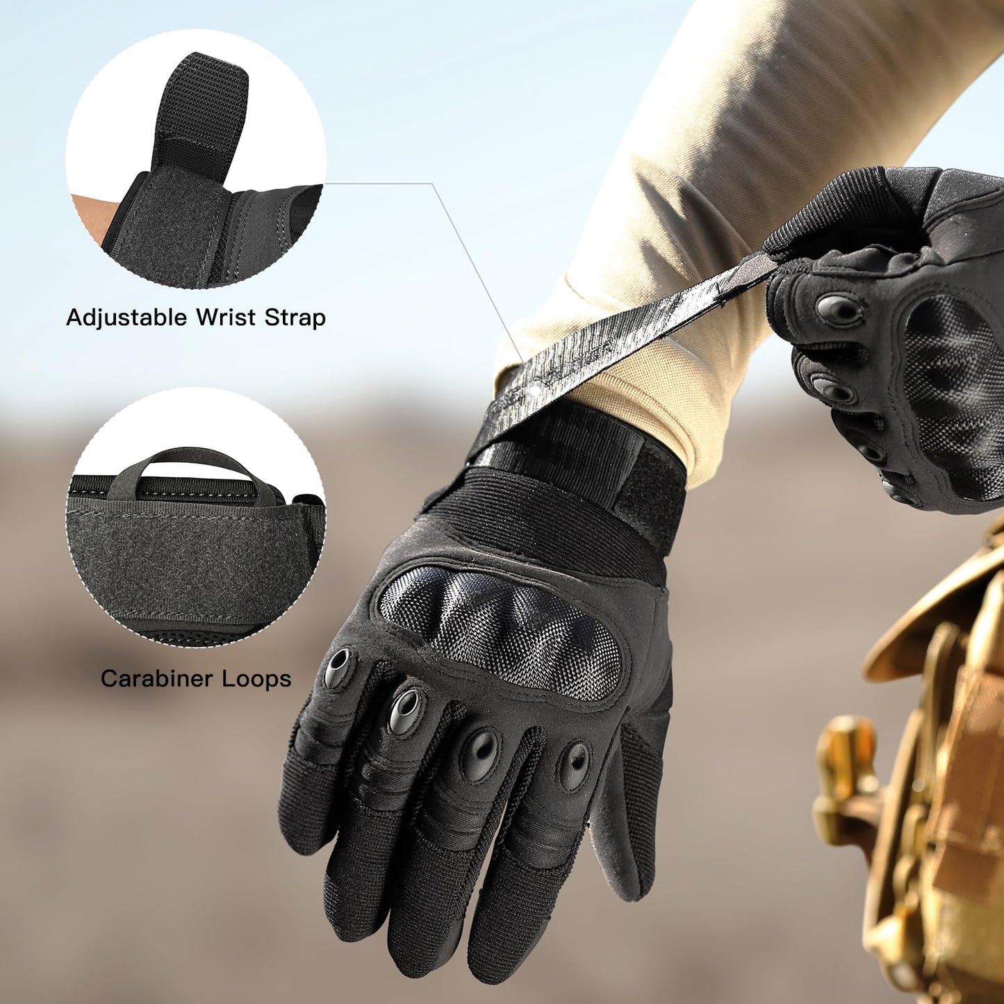 FREE SOLDIER Tactical Gloves for Men - Military Combat Gloves for Motorcycle Riding, Cycling, Hiking, Airsoft, Shooting | Reinforced Grip & Durable