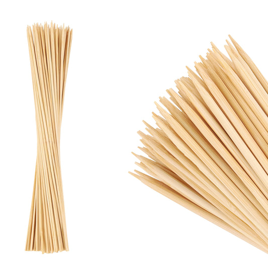 MalloMe XL Bamboo Skewers 6 Inch 100 pcs - 4mm Thick Bamboo Sticks - Heavy Duty Wooden Shish Kabob Skewers for Grilling - for Kebab BBQ Grill Hot Dog, Candy Apple Smores Sticks Wood Skewer Appetizers
