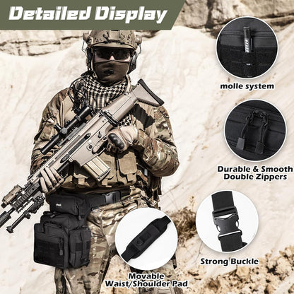 Jueachy Drop Leg Bag for Men: Tactical Thigh Bag Motorcycle Accessories Big Metal Detecting Tool Pouch Outdoor for Hiking Fishing Hunting