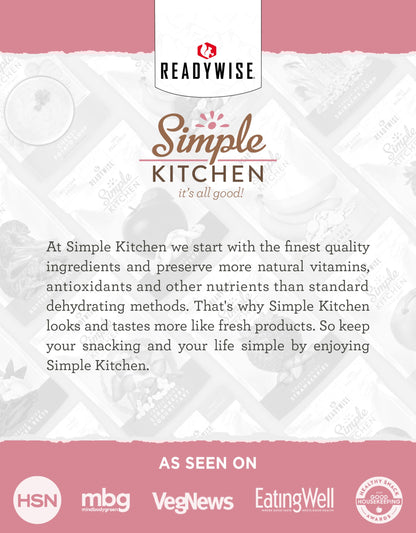 READYWISE - Simple Kitchen, Freeze-Dried Peaches, 1.16 oz, Pack of 6, Vegetarian, Gluten Free, Snacks, Peaches, Dried Fruit, Pre Workout, Healthy Snacks, Camping, Backpacking, Survival Food