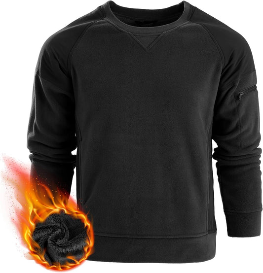 FREE SOLDIER Men's Tactical Winter Fleece Pullover Hoodie Warm Long Fleece lined Hooded Sweatshirt