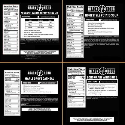 Ready Hour 72-Hour Emergency Food Kit Sample - Survival Meals Variety Pack for Disaster Prep, Freeze-Dried/Dehydrated Camping Food, Bug Out Bag MRE Alternative, Preparedness & Power Outage Supplies