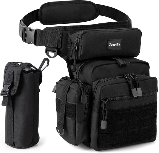 Jueachy Drop Leg Bag for Men: Tactical Thigh Bag Motorcycle Accessories Big Metal Detecting Tool Pouch Outdoor for Hiking Fishing Hunting