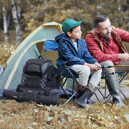 Piscifun Fishing Tackle Backpack with Rod Holders & 4 Tackle Boxes, 42L Outdoor Fishing Bag with Waterproof Rain Cover