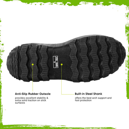 TIDEWE Rubber Boots for Men, 5.5mm Neoprene Insulated Rain Boots with Steel Shank, Waterproof Mid Calf Hunting Boots, Sturdy Rubber Work Boots for Farming Gardening Fishing