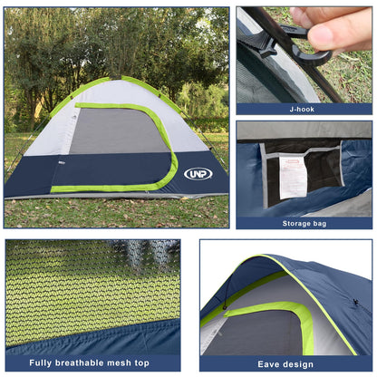 Camping Tent 4 Person, Waterproof Windproof Tent with Rainfly Easy Set up-Portable Dome Tents for Camping
