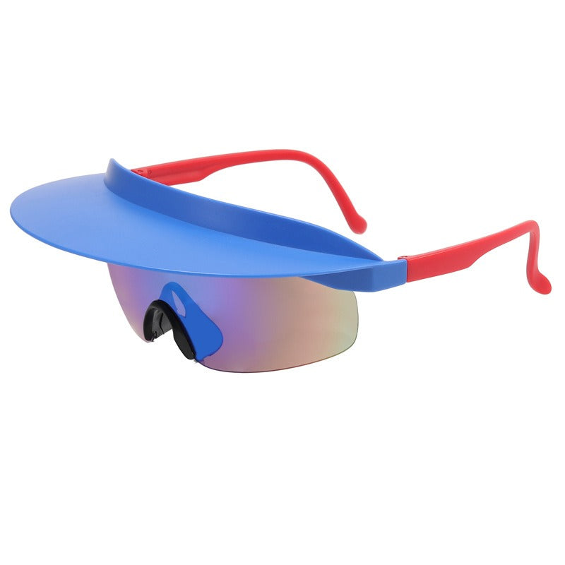 New Large Frame Cycling Glasses Men And Women Models Fashion Dazzling Hat Sunglasses Personality Brim Sunglasses