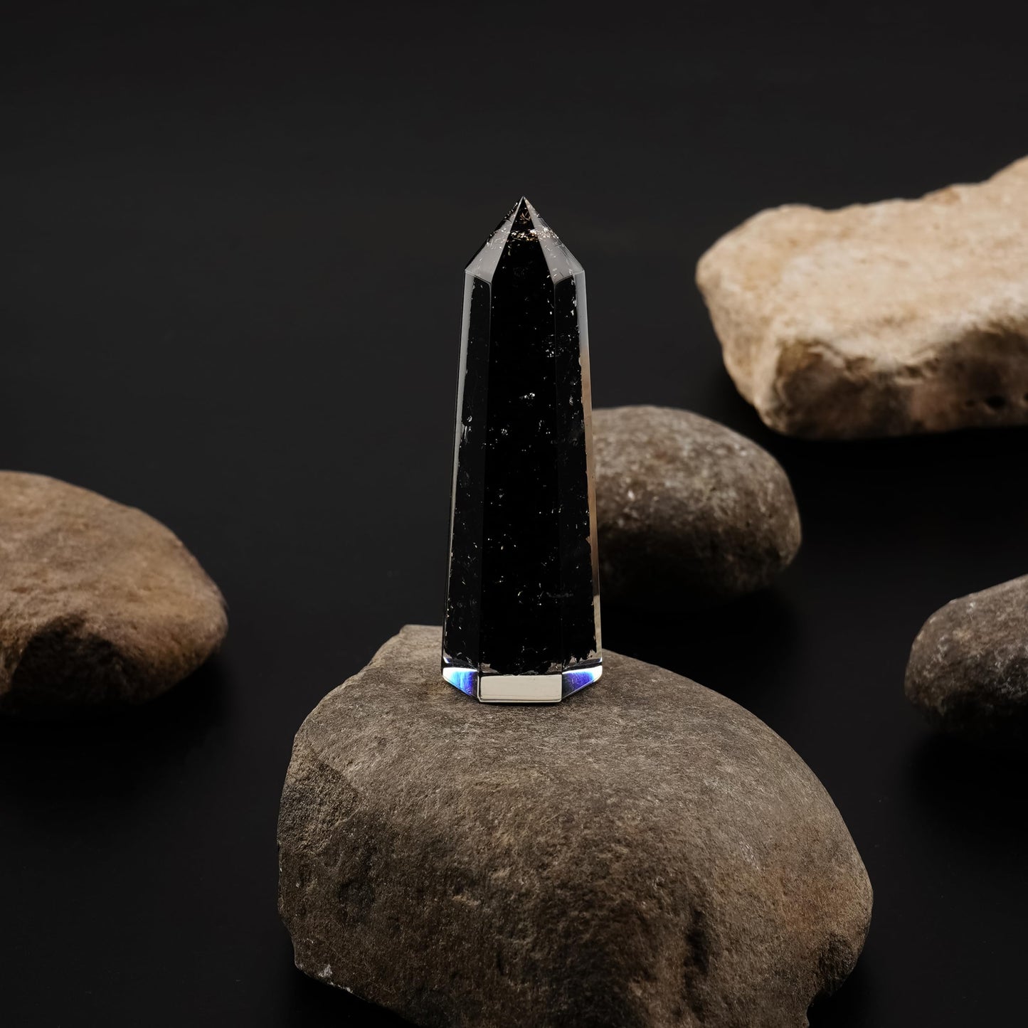 Labradorite Crystal Orgonite Tower - for Throat Chakra | Promotes Inner Reflection, Emotional Growth & Increased Focus (7 Chakra)