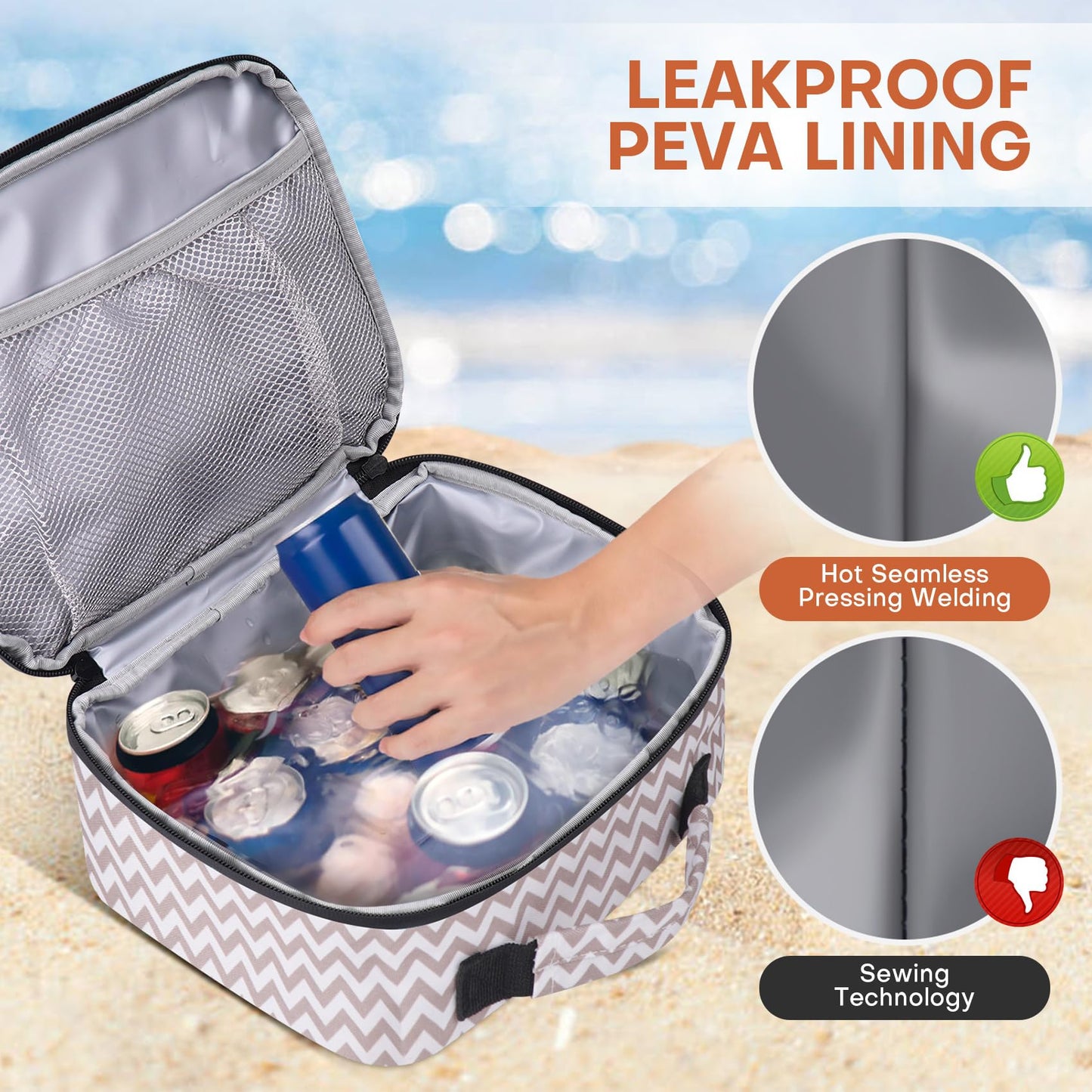 BAVGRED Lunch Box Insulated Soft Lunch Bag, Freezable and Reusable Mini Cooler, Thermal Meal Tote Containers with Exterior & Interior Pockets for Work, Outdoor Meal