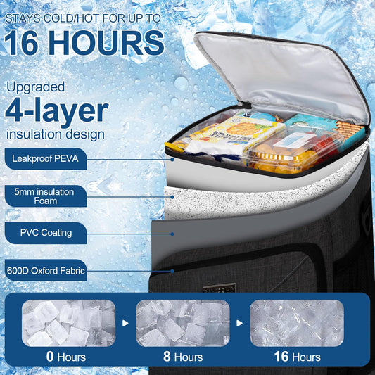 BAVGRED Lunch Box for Men Women,Reusable Large Double Deck Tactical Insulated Lunch Bag with Adjustable Shoulder Strap,Leakproof Tote Cooler Bag for Work Adults Picnic Beach Office-Green,12 Cans