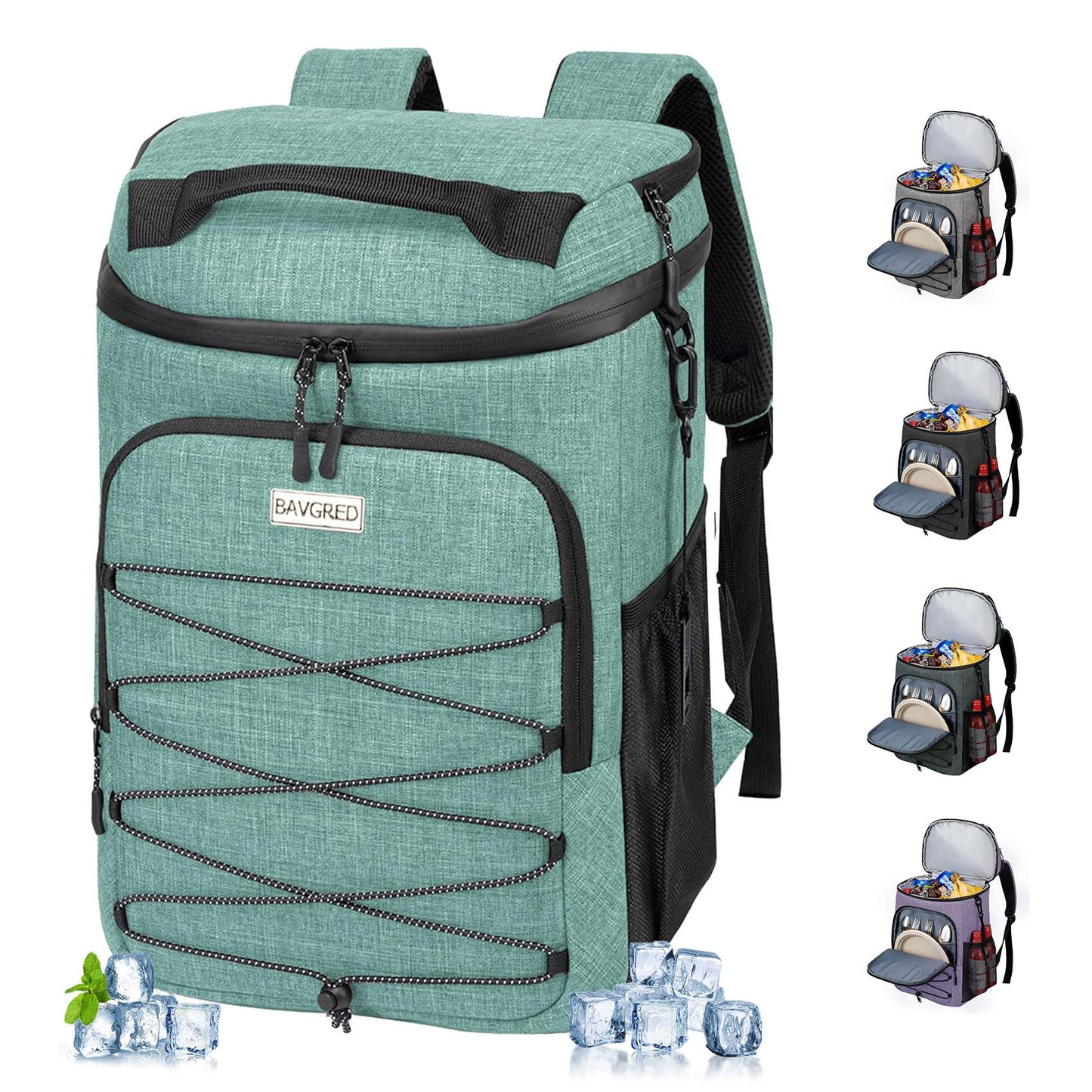 BAVGRED Cooler Backpack Insulated Leak Proof 30 Cans for Men Women,Waterproof Soft Cooler Bag，Lightweight Ice Chest Lunch Backpack for Beach Camping Picnic Travel Worksite Fishing